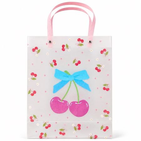 Cherry Gift Bag with Pink Ribbon Handles 30 x 23 cm