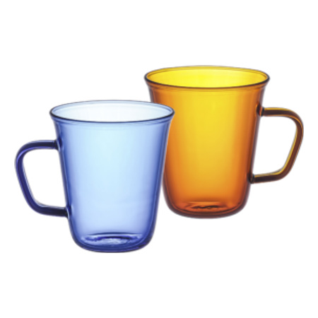 Dorsch Amber and Blue Glass Mugs - 310 ml - Set of 2