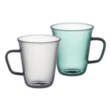 Dorsch Aqua and Grey Glass Mugs - 310 ml - Set of 2