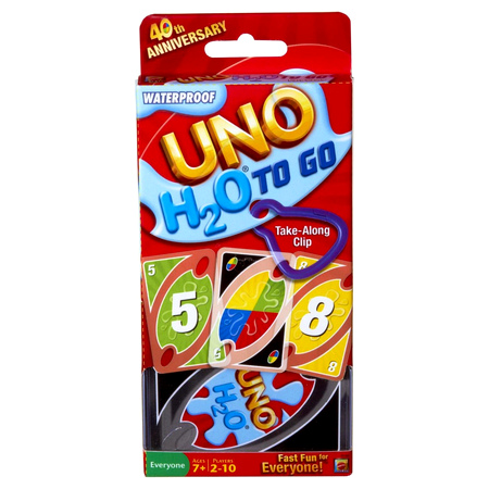 Mattel UNO H2O To Go Waterproof Card Game with Clip - 108 Cards - 7+ Years