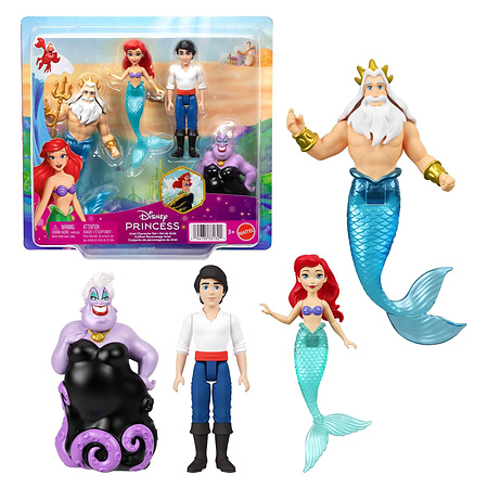 Disney Princess Ariel Movie Character Small Doll Set with 4 Figures & Trident - 3+ Years