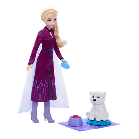 Disney Frozen Elsa Fashion Doll with Polar Bear Cub & 4 Care Accessories - 3+ Years