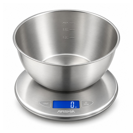 Arshia Electronic Kitchen Scale with Stainless Steel Bowl - 5 kg