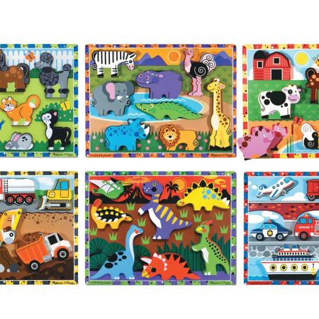 Melissa & Doug Chunky Puzzle Assortment In Tray 6 Models 2+ Years - 1 Pc