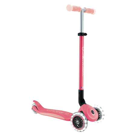 Globber Elite Glow Lights Scooter - Coral Pink - 57.5 x 28 x 82.5 cm - Age 3-9 Years
