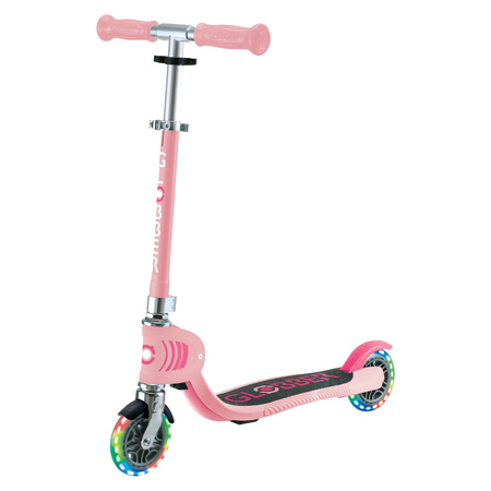 Globber Flow Foldable Junior Lights Scooter - Pastel Pink - 76 x 14 x 25 cm - Age 3+ Years