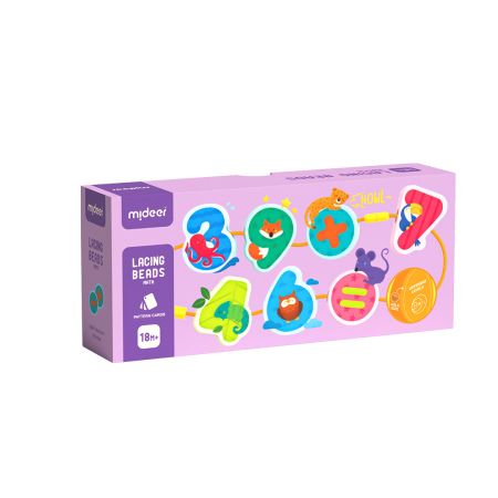Mideer Wooden Lacing Beads  Numbers and Animals  18 Months+