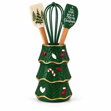 CWC Cook With Color Christmas Mini Utensil Tree Holder Set Of 4 Pcs