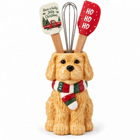 CWC Cook With Color Christmas Mini Utensil Dog Holder Set Of 4 Pcs