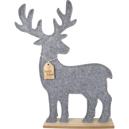 Large Deer Felt Decorative Display Stand Grey 30 x 17 cm