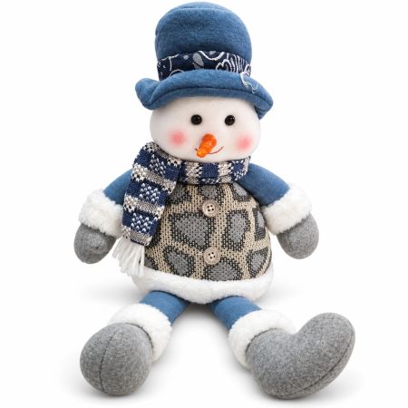 Christmas Sitting Plush Snowman with Scarf & Hat H. 45 cm