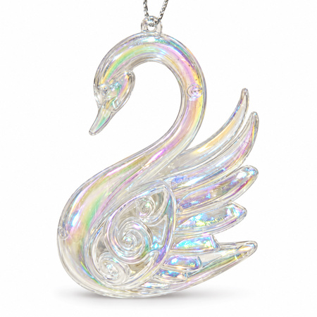 Iridescent Swan Christmas Ornament - 10 × 7 cm