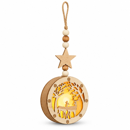 Livarno Home Wooden LED Deer Hanging Decoration - 9 × 2.5 cm