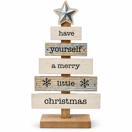 Wooden Christmas Tree Sign Have Yourself a Merry Little Christmas - 38 × 20 cm