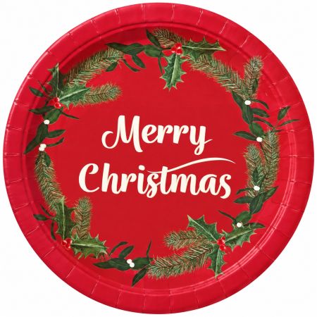 Wilko Disposable Christmas Plates Set Of 8 Pcs Diam. 22.5 cm