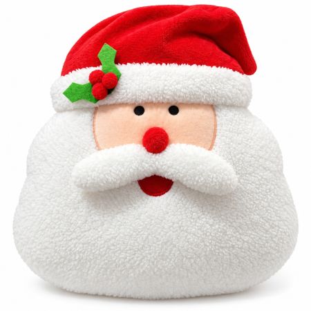 Decorative Christmas Santa Face Plush Pillow 36 x 31 cm