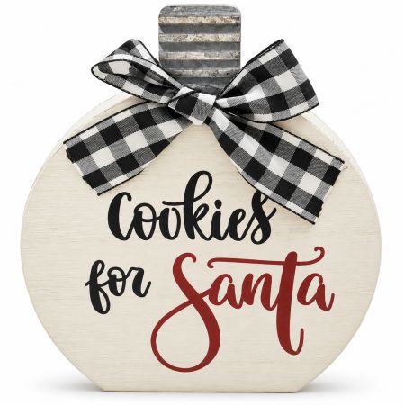 Wooden Cookies For Santa Bauble Sign 17 x 15 cm