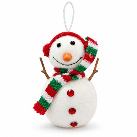 Christmas Snowman Decoration Ornament With Striped Scarf H. 10 cm