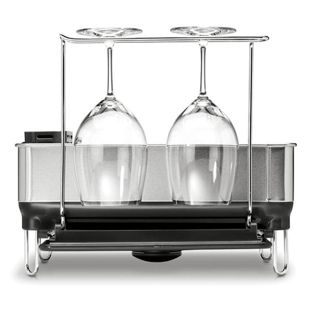 Simplehuman Compact Steel-Frame Dish Rack - Brushed Steel and Grey Plastic - 38 × 43 × 33.5 cm