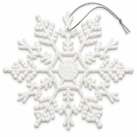 Glitter Snowflake Hanging Christmas Tree Decoration White 1 Pc 10 cm