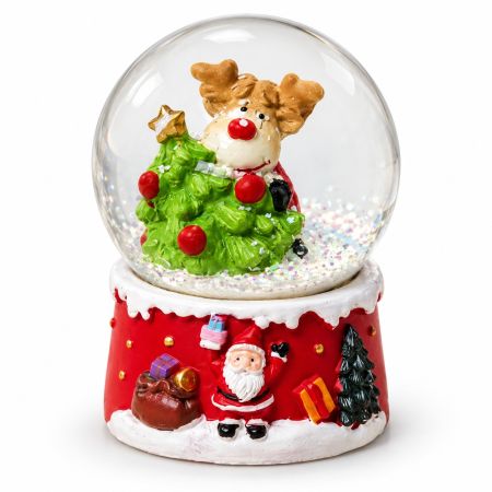 Christmas Snow Globe Deer With Tree H. 10 x Diam. 6.5 cm