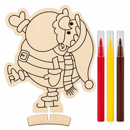 Christmas DIY Wooden Santa Colouring Kit with Base & 3 Markers Ages 3+