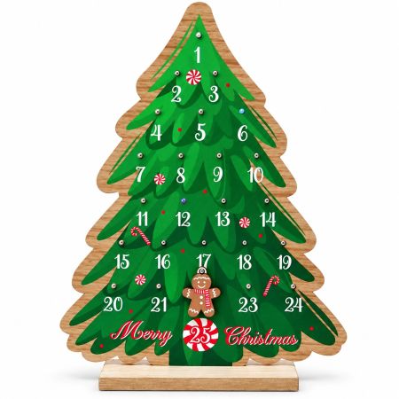 Wooden Christmas Tree Calendar 28 x 21 cm