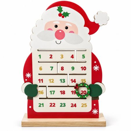 Wooden Christmas Santa Calendar 28 x 19 cm