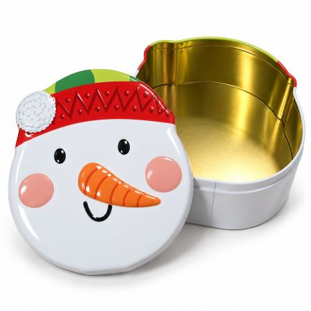 Christmas Snowman Round Tin Gift Box 17 x 15 x 7 cm