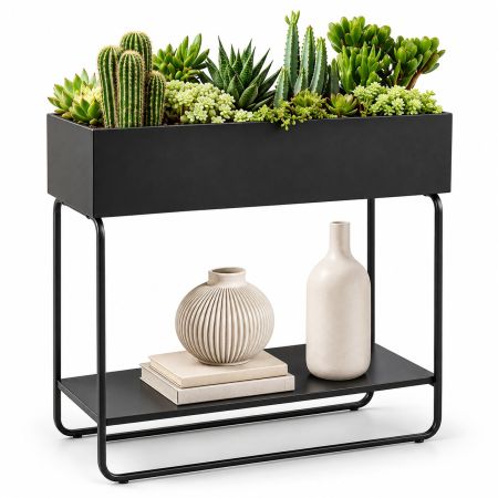 Belavi Metal Planter & Stand L 60 x W 25 x H 65 cm