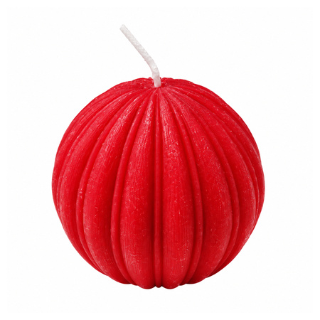 Christmas Ribbed Sphere Candle Red Diameter 6 cm