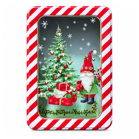 Christmas Rectangular Tin Box Gnome & Tree 19 x 13 x 6 cm
