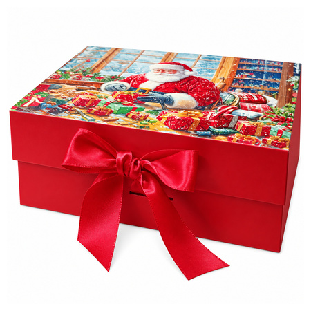 Christmas Folding Gift Box with Ribbon 18 x 20 x 8 cm
