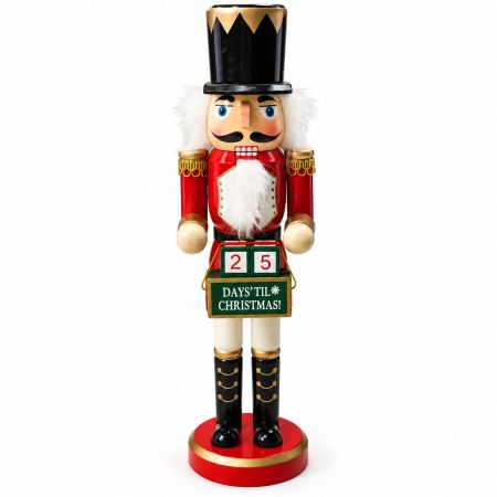 Wooden Nutcracker With Christmas Countdown Calendar H. 37 cm