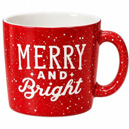 Large Christmas Red Mug "Merry & Bright" 500 ml
