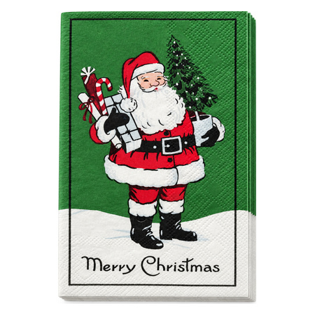 Christmas Rectangular 3-Ply Napkins - Santa with Gifts - 32 pc - 33 x 40 cm