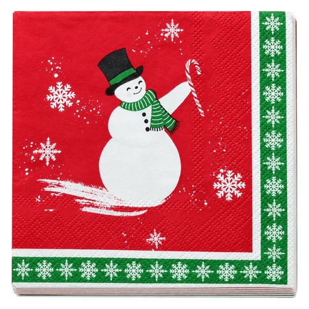 Christmas Square 3-Ply Napkins - Snowman with Candy Cane - 40 pc - 25 x 25 cm