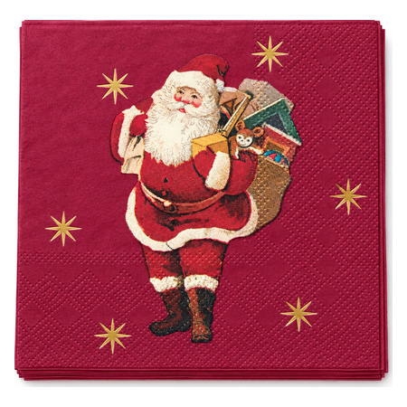 Christmas Square 3-Ply Napkins - Vintage Santa with Toys - 40 pc - 25 x 25 cm