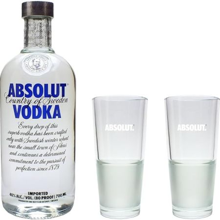 Absolut Vodka 700 ml + 2 Glasses