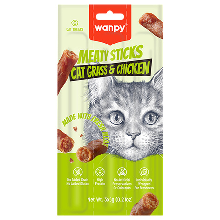 Wanpy Cat Meaty Sticks - Cat Grass & Chicken 3 Pcs - 18 g