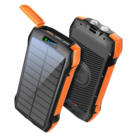 Promate SolarTank-20PDQi 20000mAh Solar Power Bank with 20W USB-C & 10W Wireless Charging  176 × 93 × 30 mm
