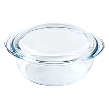 Pyrex Essentials Round Glass Casserole with Lid, 1 L - 17 cm Diameter x 8 cm Body Height