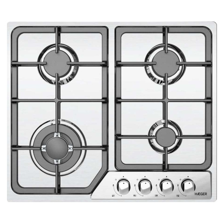 Haeger Stainless Steel Built-In Gas Hob with Wok Burner - 60 cm