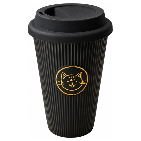 Porcelain Coffee Mug with Lid - Black - 300 ml