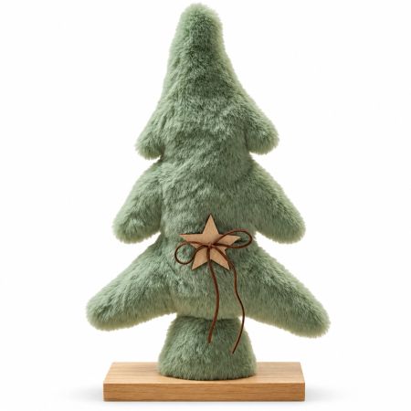 Furry Sage Christmas Tree with Wooden Star 40 x 24 cm