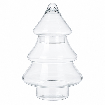 Christmas Tree-Shaped Glass Storage Jar - Clear - 17 x 17 x 25 cm