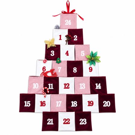 Fabric Hang Christmas Advent Calendar With Pockets 82 x 63 cm