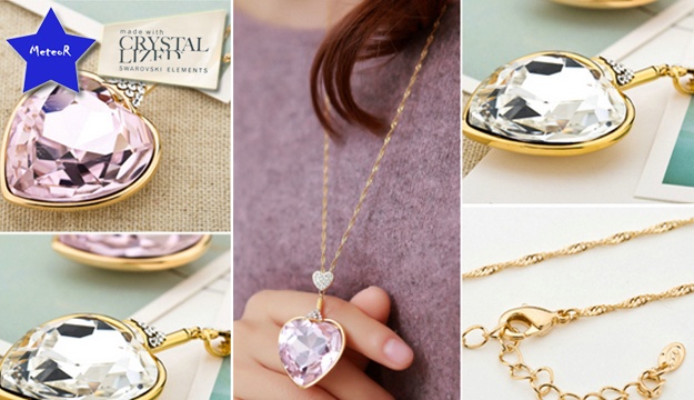 50 Off Pink Swarovski Elements Crystal Heart Necklace Only 48 instead of 96 Makhsoom