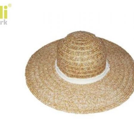 Capelli New York Large Round Straw Summer Hat With White  display picture 3