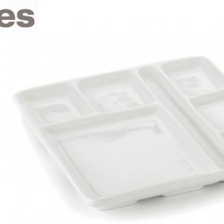 Stokes Ceramic Square Raclette-Fondue Plate With Fork Rest - Makhsoom